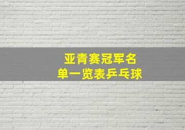 亚青赛冠军名单一览表乒乓球