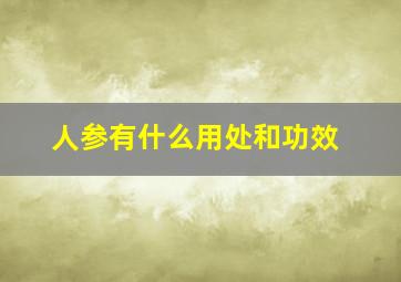 人参有什么用处和功效