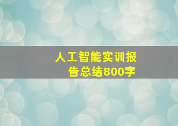 人工智能实训报告总结800字