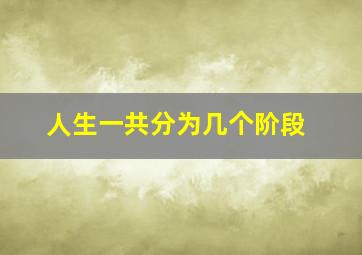 人生一共分为几个阶段