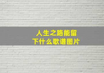 人生之路能留下什么歌谱图片