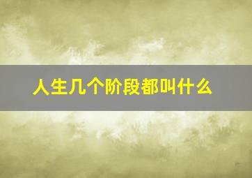 人生几个阶段都叫什么