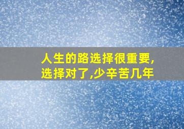 人生的路选择很重要,选择对了,少辛苦几年