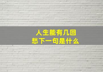 人生能有几回愁下一句是什么