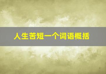 人生苦短一个词语概括