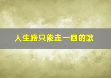 人生路只能走一回的歌