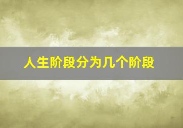 人生阶段分为几个阶段