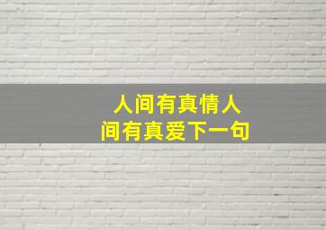 人间有真情人间有真爱下一句