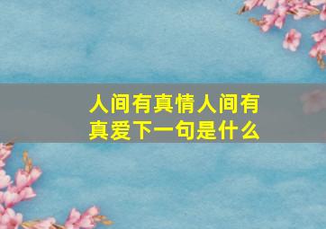 人间有真情人间有真爱下一句是什么