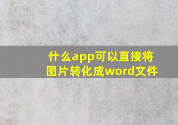 什么app可以直接将图片转化成word文件