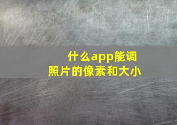 什么app能调照片的像素和大小