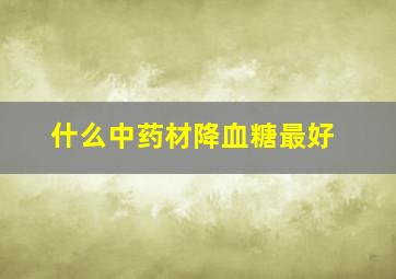 什么中药材降血糖最好