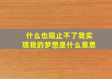 什么也阻止不了我实现我的梦想是什么意思