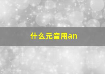 什么元音用an