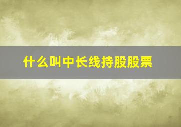 什么叫中长线持股股票