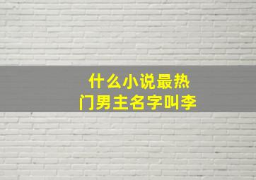 什么小说最热门男主名字叫李