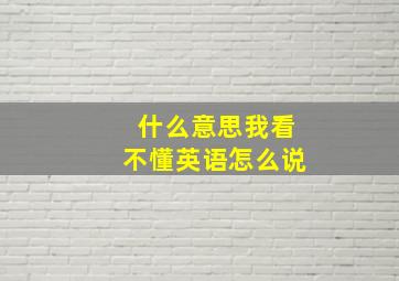 什么意思我看不懂英语怎么说