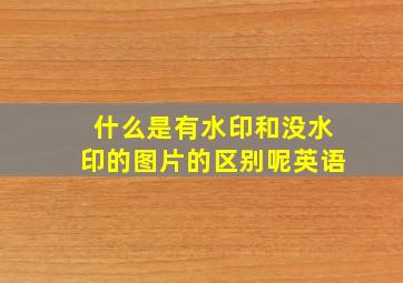 什么是有水印和没水印的图片的区别呢英语