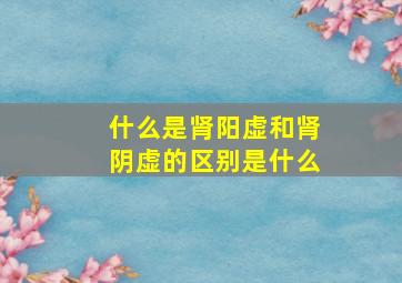 什么是肾阳虚和肾阴虚的区别是什么