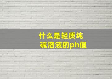 什么是轻质纯碱溶液的ph值