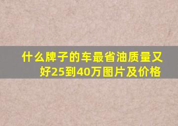 什么牌子的车最省油质量又好25到40万图片及价格