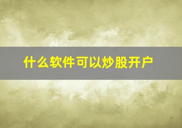 什么软件可以炒股开户