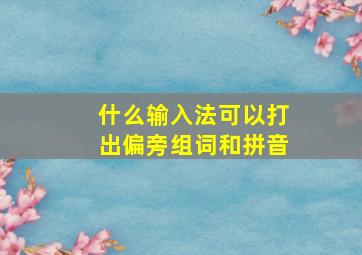 什么输入法可以打出偏旁组词和拼音