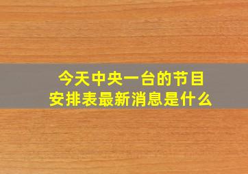 今天中央一台的节目安排表最新消息是什么