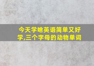 今天学啥英语简单又好学,三个字母的动物单词