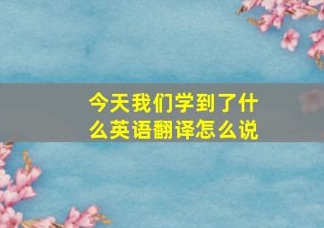 今天我们学到了什么英语翻译怎么说