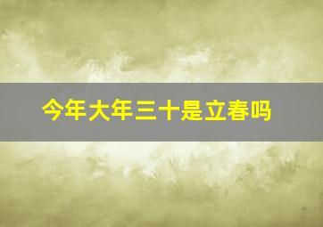 今年大年三十是立春吗