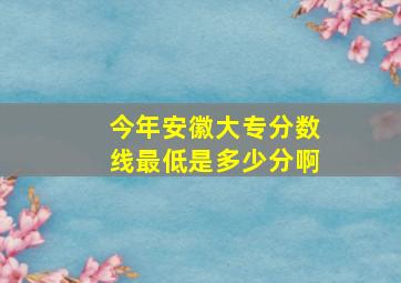 今年安徽大专分数线最低是多少分啊