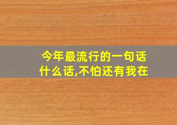 今年最流行的一句话什么话,不怕还有我在