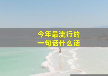 今年最流行的一句话什么话