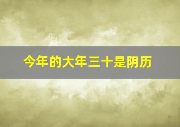 今年的大年三十是阴历