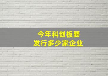 今年科创板要发行多少家企业