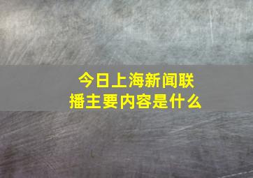 今日上海新闻联播主要内容是什么