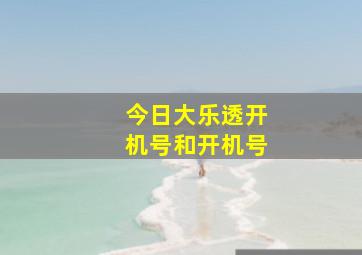 今日大乐透开机号和开机号