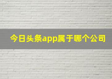 今日头条app属于哪个公司