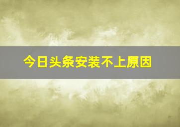 今日头条安装不上原因