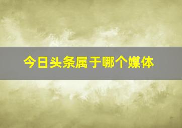 今日头条属于哪个媒体