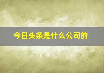 今日头条是什么公司的