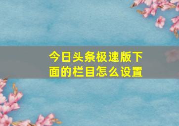 今日头条极速版下面的栏目怎么设置