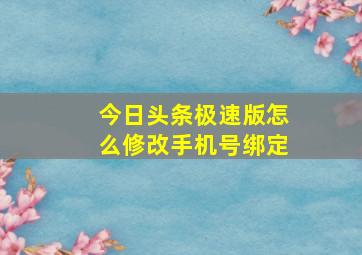 今日头条极速版怎么修改手机号绑定