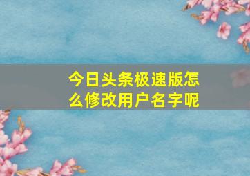 今日头条极速版怎么修改用户名字呢