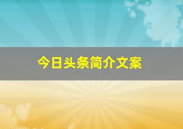 今日头条简介文案