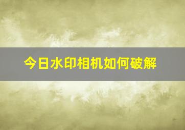 今日水印相机如何破解