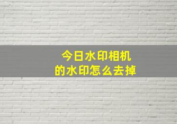 今日水印相机的水印怎么去掉