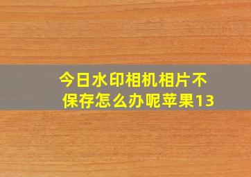 今日水印相机相片不保存怎么办呢苹果13