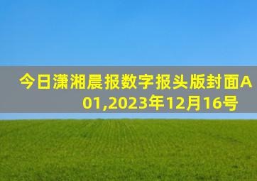 今日潇湘晨报数字报头版封面A01,2023年12月16号